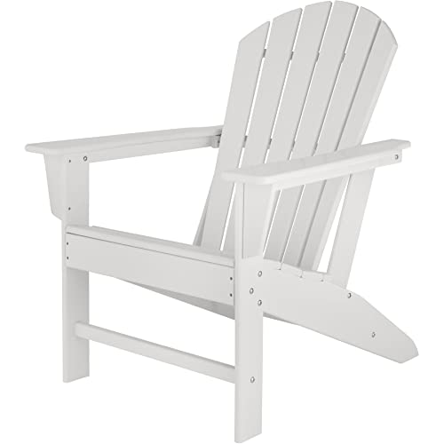 tectake® Gartenstuhl Adirondack in Holzoptik, komfortable Rückenlehne, Gartensessel mit extrabreiten Armlehnen, für Garten, Terrasse und Balkon, wetterfest - weiß von tectake