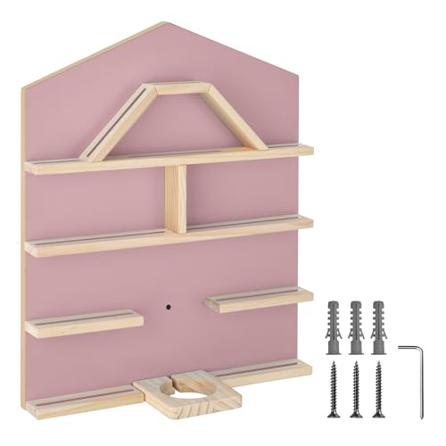 tectake® Holz Regal mit Magnetstreifen für Wand Montage, Wandregal für's Kinderzimmer, Aufbewahrung Musikbox, kompatibel mit Hörfiguren und Box (pink) von tectake