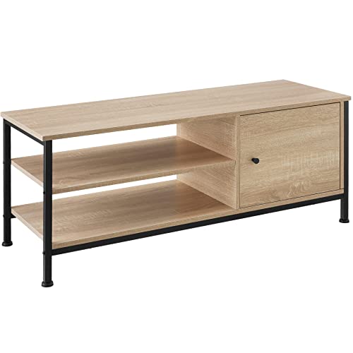 tectake® Industrial Möbel Lowboard, TV Schrank, Regal Kommode, Sideboard Wohnzimmer 110x40x45,5cm, Fernsehtisch, Möbel Schlafzimmer, TV Board (Industrial Holz hell, Eiche Sonoma) von tectake