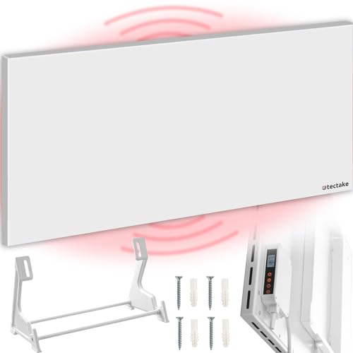 tectake® Infrarot Heizung mit Kippschutz, Thermostat und Überhitzungsschutz, Infrarotheizung für die Wand, zur Deckenmontage oder als Infrarotheizung Standgerät elektrisch (1100, Watt) von tectake