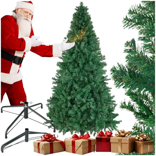 tectake® Künstlicher Weihnachtsbaum, dichter Tannenbaum künstlich, flexibel biegbare künstliche Tannenzweige, inkl. Stahlbaumständer, Weihnachtsbaum als Weihnachtsdeko, grün - 230 cm, 1346 Nadeln von tectake