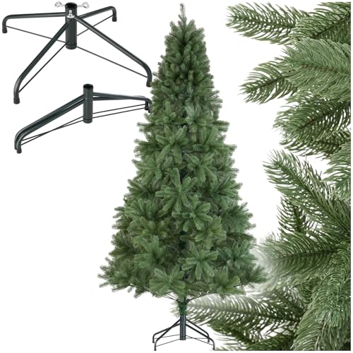 tectake® Künstlicher Weihnachtsbaum mit Spritzgussnadeln, naturgetreue Optik, platzsparend verstaubarer Tannenbaum künstlich, Weihnachtsbaum künstlich als Weihnachtsdeko, grün - 230 cm, 1346 Nadeln von tectake