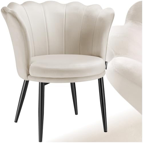 tectake® Kuschelsessel, Sessel modern, Muschelsessel, Wohnzimmer Stühle, Stuhl Esszimmer, Küchenstuhl, Cocktailsessel, Sessel Schlafzimmer, Living Room, Esszimmerstühle - Samt, Creme/schwarz von tectake