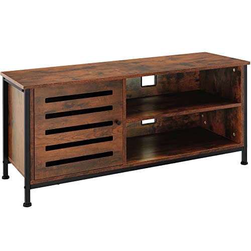 tectake® Lowboard, TV Schrank, Regal Kommode mit Schubladen und Ablagen, Sideboard Wohnzimmer 121,5 x 41,5 x 50,5 cm, Fernsehtisch, Möbel Schlafzimmer, TV Board (Industrial Dunkelbraun) von tectake