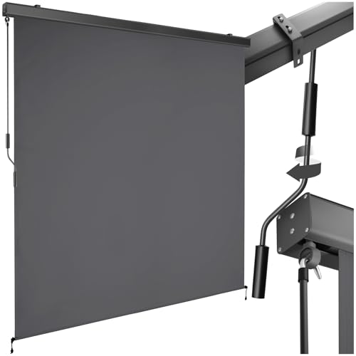 tectake® Markise, Senkrechtmarkise, Sonnenschutz Balkon Sichtschutz Terrasse, Flexible Trennwand für Pergola, Garten, Windschutz, Sonnenschutz, Balkonsichtschutz - schwarz, 180 x 250 cm von tectake