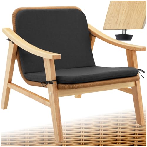 tectake® Outdoor Rattan Sessel, Loungesessel, Cocktailsessel bequem, Poly Rattan Möbel für Garten Lounge, als Balkonmöbel, Terrassenmöbel, Gartenmöbel oder Wintergarten (Natur) von tectake