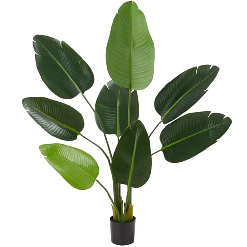 tectake® Paradiesvogelbaum, künstliche Zimmerpflanzen, Kunstblumen wie echt, künstliche Pflanzen, Deko Wohnzimmer, Küche, Badezimmer Deko, Schlafzimmer Deko, Frühlingsdeko, Fake Plant - 120 cm von tectake