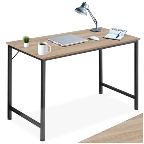 tectake® Schreibtisch, Computertisch, Bürotisch, PC Tisch, Möbel für Arbeitszimmer, Home Office, Büro, Kleiner Schreibtisch, Tischgestell mit Tischplatte - Industrial Holz hell, Eiche Sonoma, 120 cm von tectake