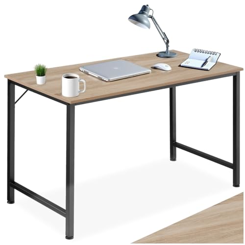 tectake® Schreibtisch, Computertisch, Bürotisch, PC Tisch, Möbel für Arbeitszimmer, Home Office, Büro, Kleiner Schreibtisch, Tischgestell mit Tischplatte - Industrial Holz hell, Eiche Sonoma, 140 cm von tectake