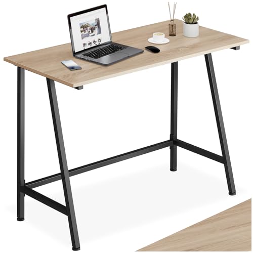 tectake® Schreibtisch klein, Kleiner Tisch 100 x 50 x 77 cm, Computertisch, Gaming Tisch, Desk als Home Office Möbel für Arbeitszimmer, Bürotisch, PC Tisch - Industrial Holz hell, Eiche Sonoma von tectake