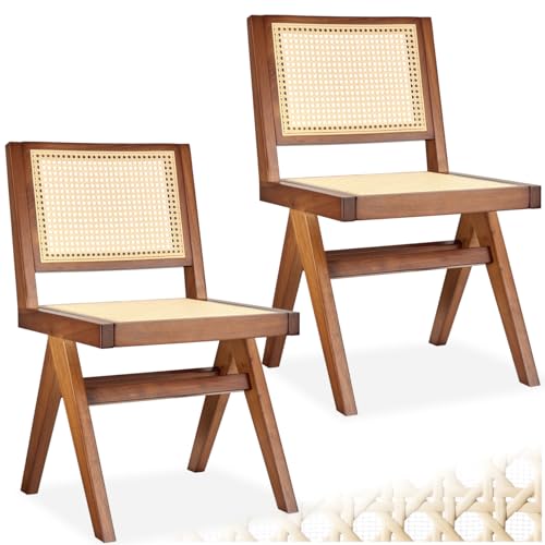 tectake® Stühle, Esszimmer Stühle, Korbsessel Wiener Geflecht, Esstisch Stühle, Essstühle, Küchenstühle, Stühle Esszimmer - Eiche dunkel ohne Armlehne, 2er Set von tectake