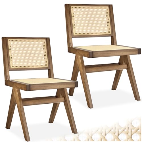 tectake® Stühle, Esszimmer Stühle, Korbsessel Wiener Geflecht, Esstisch Stühle, Essstühle, Küchenstühle, Stühle Esszimmer - Eiche hell ohne Armlehne, 2er Set von tectake