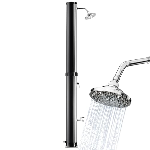 tectake® Solardusche 40 Liter, Gartendusche, solar Shower Aussendusche, Gartenbrause, Outdoor Dusche, warmes Wasser, für Garten, Camping oder Pool mit Duschkopf groß und Wasserhahn - schwarz/Silber von tectake