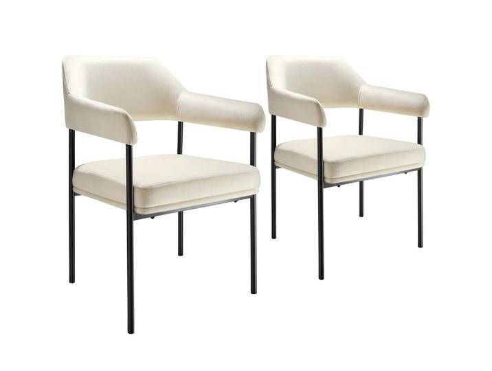 tectake ARMLEHNSTUHL, Samtahorn, Weiß, Pappel, 58x85x62 cm, Esszimmer, Stühle, Esszimmerstühle, Armlehnenstühle von tectake