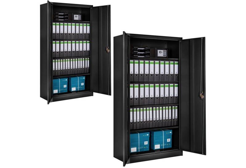 tectake Aktenschrank (2er Set, 2-St., inkl. Schlüssel) aus pulverbeschichtetem Stahl von tectake