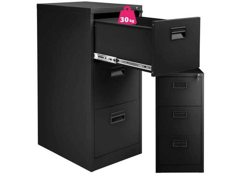 tectake Aktenschrank (Set mit 2 Schlüsseln, 1-St., inkl. Schlüssel) aus pulverbeschichtetem Stahl von tectake
