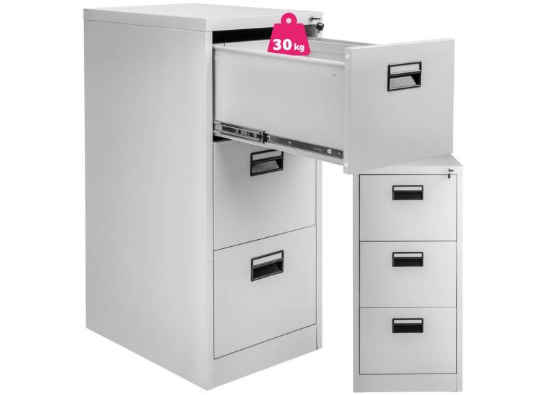 tectake Aktenschrank (Set mit 2 Schlüsseln, 1-St., inkl. Schlüssel) aus pulverbeschichtetem Stahl von tectake