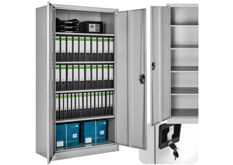 tectake Aktenschrank Blain (Komplettset, 1-St., inkl. 2 Schlüssel) aus pulverbeschichtetem Stahl von tectake