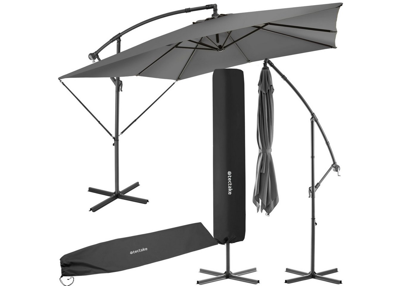 tectake Ampelschirm Sonnenschirm, geeignetes Set für Terrasse oder Garten, Parasol inkl. Windsicherung und Schutzhülle, 250 x 250 cm tectake Ampelschirm Sonnenschirm, geeignetes Set für Terrasse oder Garten, Parasol inkl. Windsicherung und Schutzhülle, 250 x 250 cm von tectake