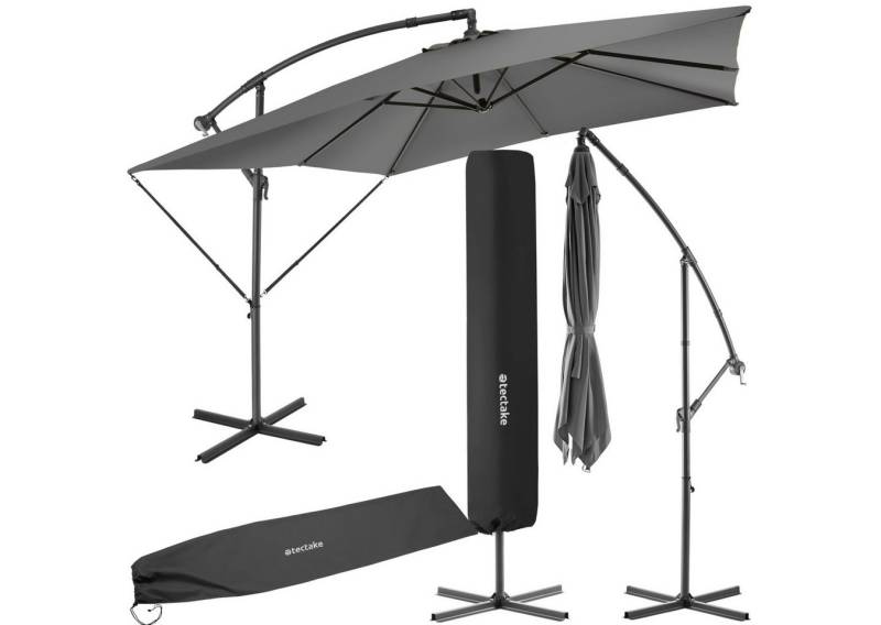 tectake Ampelschirm Sonnenschirm, geeignetes Set für Terrasse oder Garten, Parasol inkl. Windsicherung und Schutzhülle, 250 x 250 cm von tectake