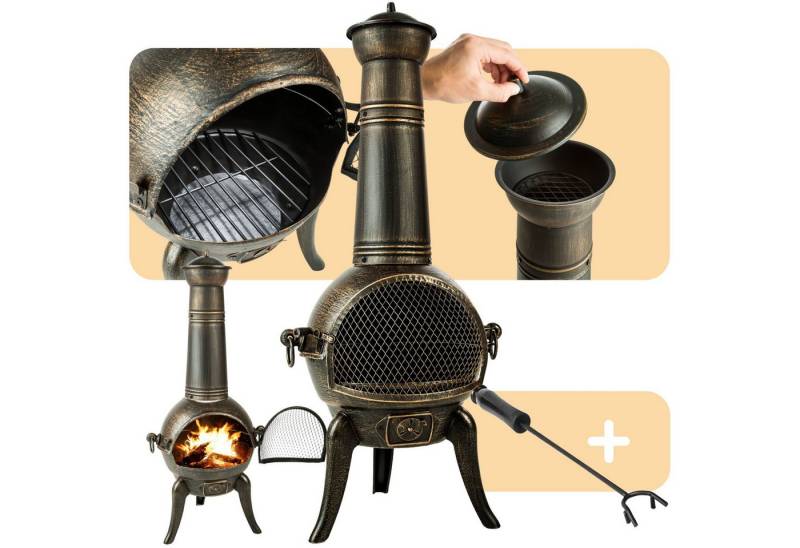 tectake Anzündkamin Terrassenofen (1-tlg), aus Gusseisen von tectake