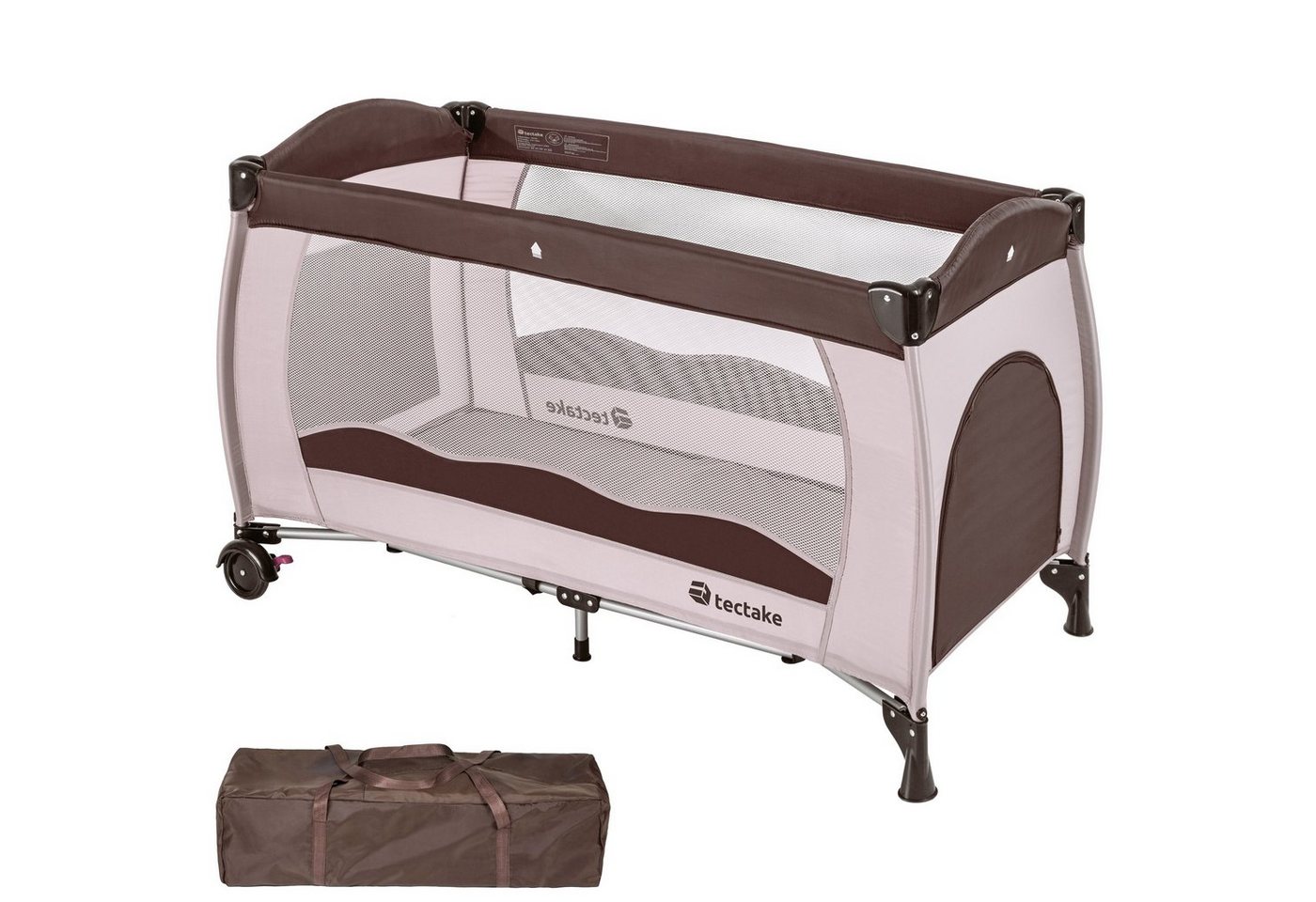 tectake Baby-Reisebett Korientalischreisebett 126x65x80cm mit Transporttasche, Tragbar von tectake