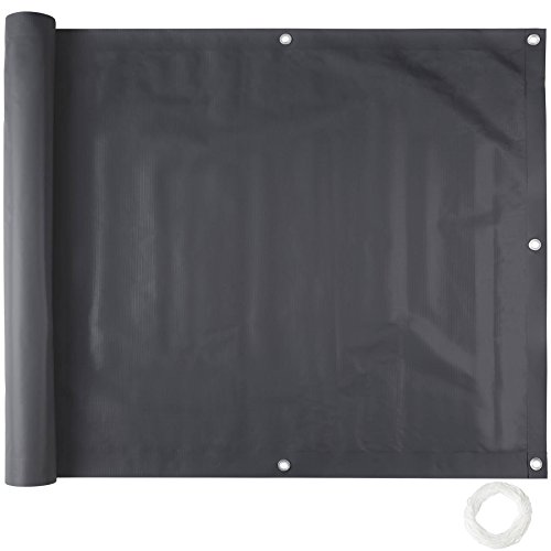 tectake Balkonbespannung Sichtschutz Windschutz Sichtblende | Witterungsbeständig Größen (Schwarz 0,9 x 6 m | No. 402706) von tectake