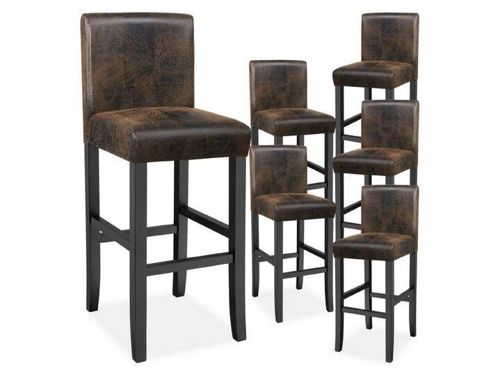tectake Barhocker Barstuhl aus Kunstleder, gepolstert mit Rückenlehne, Stuhlbeine aus Massivholz, Sitzhöhe 76 cm, braun, 6er Set, Antikbraun tectake Barhocker Barstuhl aus Kunstleder, gepolstert mit Rückenlehne, Stuhlbeine aus Massivholz, Sitzhöhe 76 cm, braun, 6er Set, Antikbraun von tectake