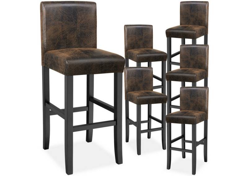 tectake Barhocker Barstuhl aus Kunstleder, gepolstert mit Rückenlehne, Stuhlbeine aus Massivholz, Sitzhöhe 76 cm von tectake