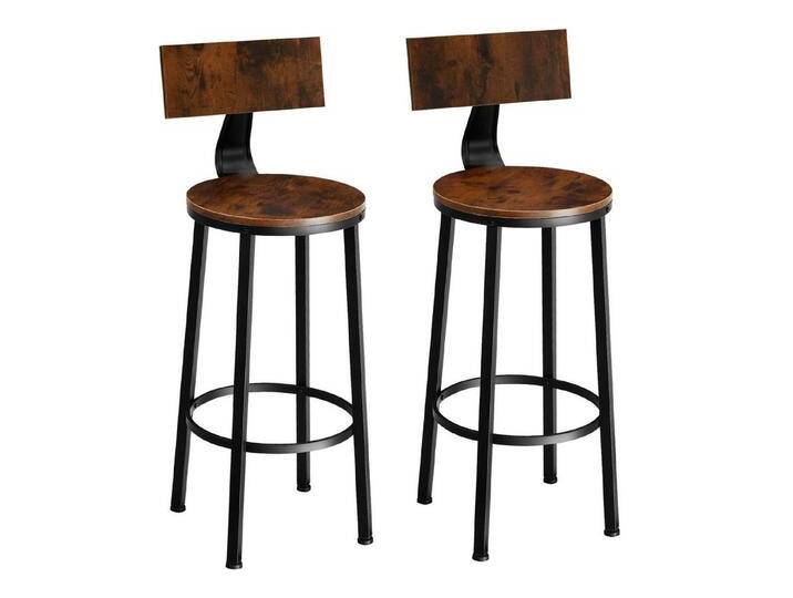 tectake Barhocker 2er Set Barhocker, mit Rückenlehne, braun, Industrial Holz dunkel, rustikal, Industrial Holz von tectake