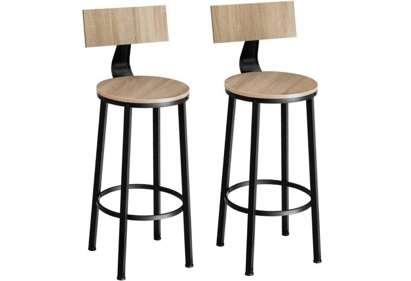 tectake Barhocker 2er Set Barhocker, mit Rückenlehne von tectake