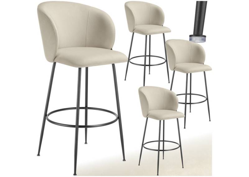 tectake Barhocker Barstuhl Luana, mit Rückenlehne, Samtoptik, 51 x 60 x 106 cm, Belastbarkeit 120 kg von tectake