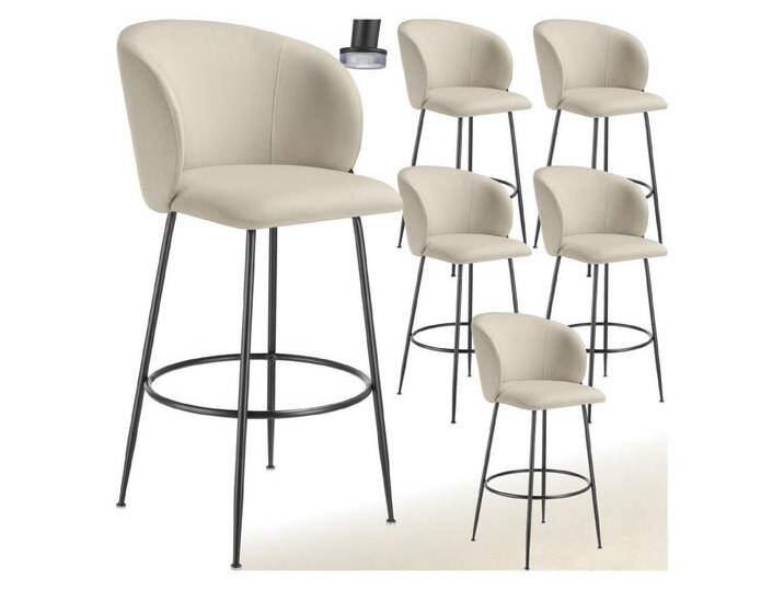tectake Barhocker Barstuhl Luana, mit Rückenlehne, Samtoptik, 51 x 60 x 106 cm, Belastbarkeit 120 kg, beige schwarz, 6er Set, Creme/Schwarz tectake Barhocker Barstuhl Luana, mit Rückenlehne, Samtoptik, 51 x 60 x 106 cm, Belastbarkeit 120 kg, beige schwarz, 6er Set, Creme/Schwarz von tectake