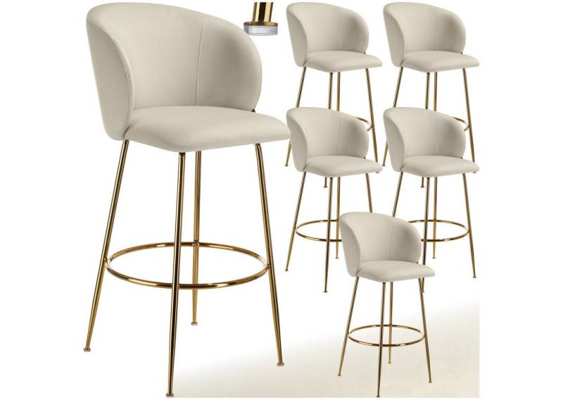 tectake Barhocker Barstuhl Luana, mit Rückenlehne, Samtoptik, 51 x 60 x 106 cm, Belastbarkeit 120 kg von tectake