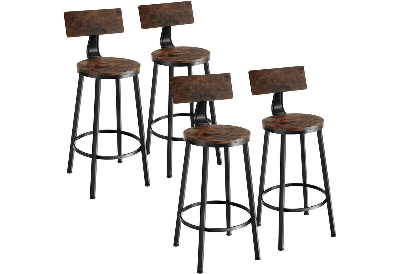 tectake Barhocker Set Barhocker, mit Rückenlehne von tectake