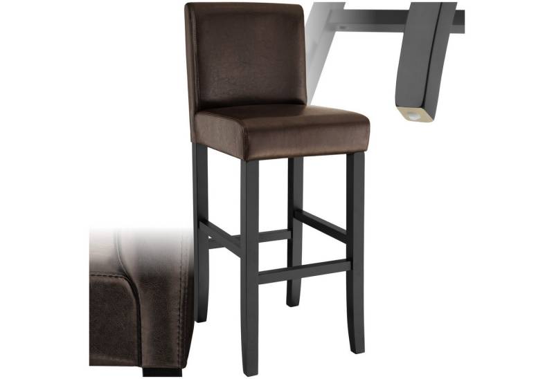 tectake Barhocker Stehhocker aus Kunstleder, gepolstert mit Rückenlehne von tectake