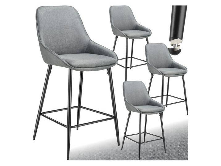 tectake Barhocker Thekenstuhl, gepolstert, weicher Bezug, grau schwarz, 4er Set, Webstoff grau/schwarz tectake Barhocker Thekenstuhl, gepolstert, weicher Bezug, grau schwarz, 4er Set, Webstoff grau/schwarz von tectake