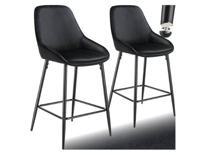 tectake Barhocker Thekenstuhl Siera mit Rückenlehne, 49 x 54 x 100 cm, Belastbarkeit 120 kg, schwarz, 2er Set, Samtoptik Schwarz/Schwarz von tectake