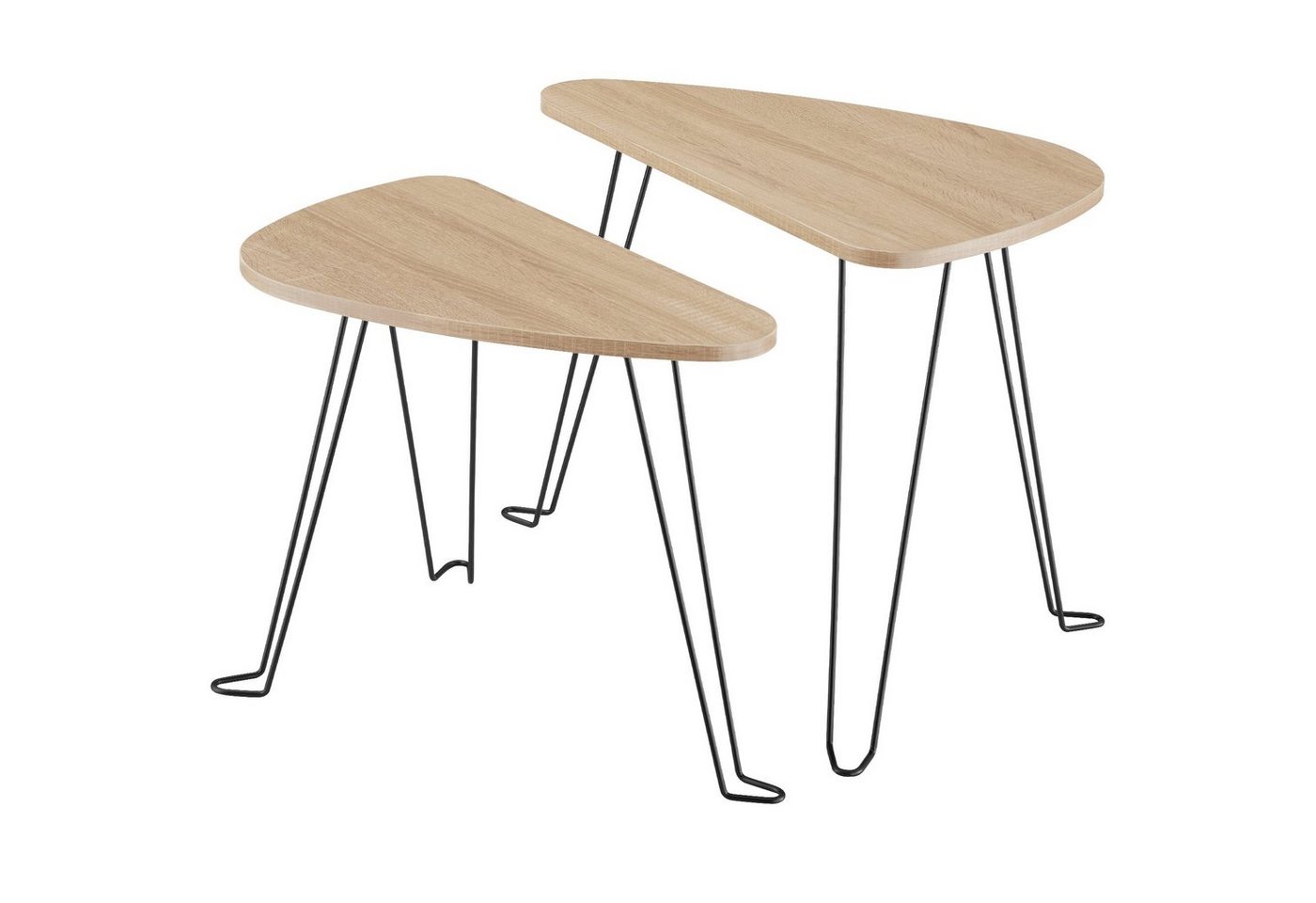 tectake Beistelltisch 2er Set Beistelltische (1-St., 1 tlg), Zwei filigrane Beistelltische im minimalistischen Industrial-Design von tectake