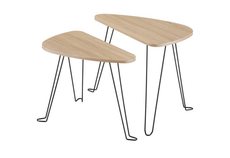 tectake Beistelltisch 2er Set Beistelltische (1-St., 1 tlg), Zwei filigrane Beistelltische im minimalistischen Industrial-Design von tectake