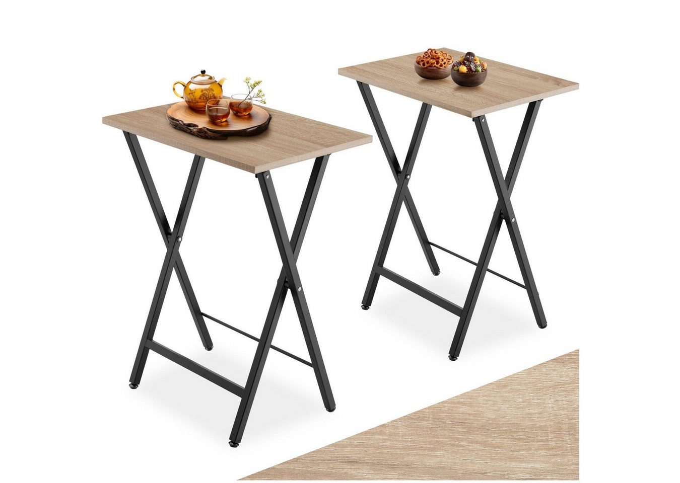 tectake Beistelltisch 2er Set Beistelltische (2-St., 2 tlg), Zwei klappbare Beistelltische im typischen Industrial-Look von tectake