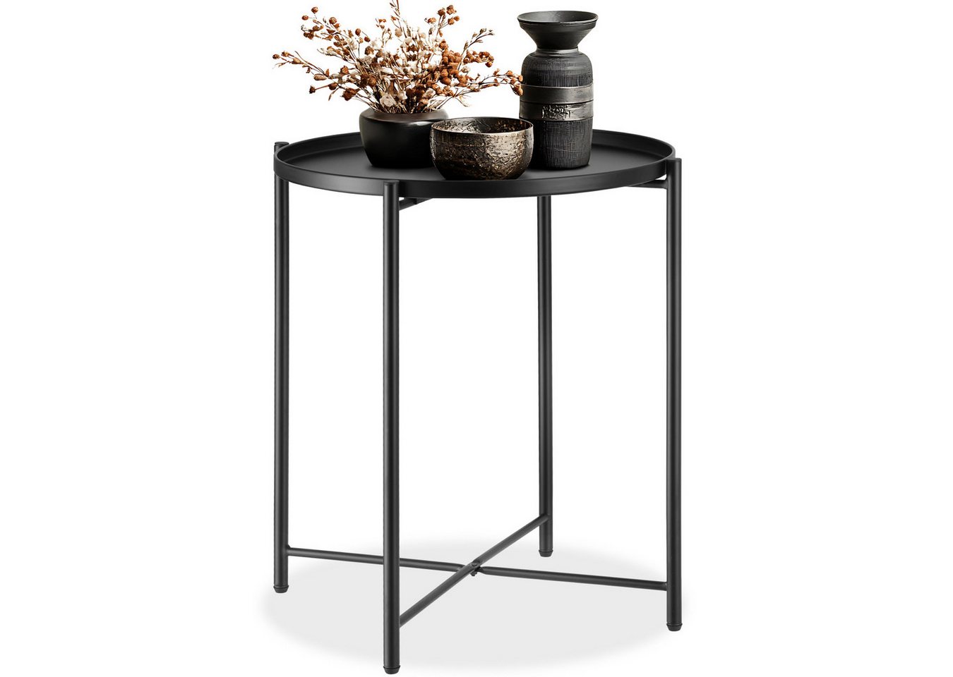 tectake Beistelltisch Chester (1-St., 1 tlg), Abnehmbare Ablagefläche in Tablettform mit schützendem Rand von tectake