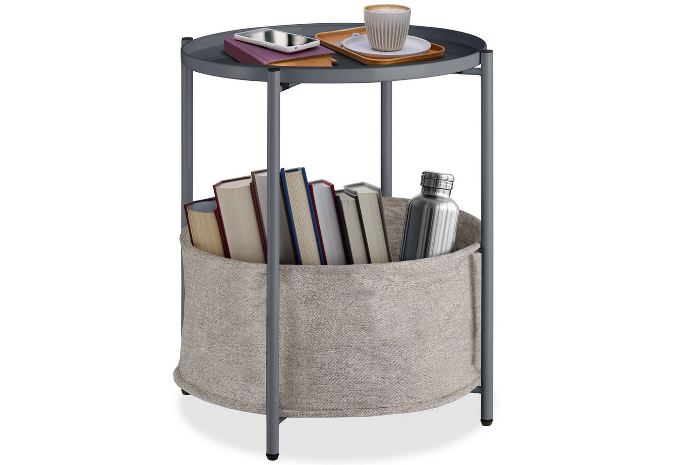 tectake Beistelltisch Couchtisch Canterbury 45,5x45,5x53cm (1-St., 1 tlg), Abnehmbare Ablagefläche in Tablettform mit schützendem Rand von tectake