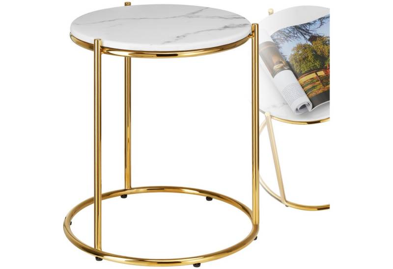tectake Beistelltisch Couchtisch Ellsa, hochwertige Marmorplatten, solide Stahlgestelle, höhenverstellbare Kunststofffüße, Belastbarkeit 12 kg tectake Beistelltisch Couchtisch Ellsa, hochwertige Marmorplatten, solide Stahlgestelle, höhenverstellbare Kunststofffüße, Belastbarkeit 12 kg von tectake