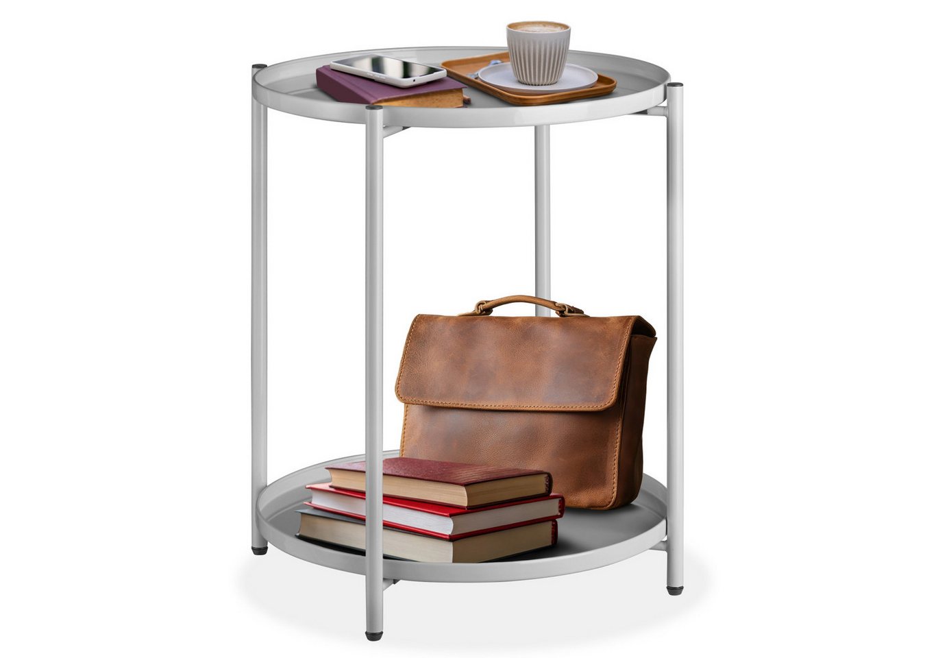 tectake Beistelltisch Couchtisch Oxford 45,5x45,5x53cm (1-St., 1 tlg), Abnehmbare Ablageflächen in Tablettform mit schützendem Rand von tectake