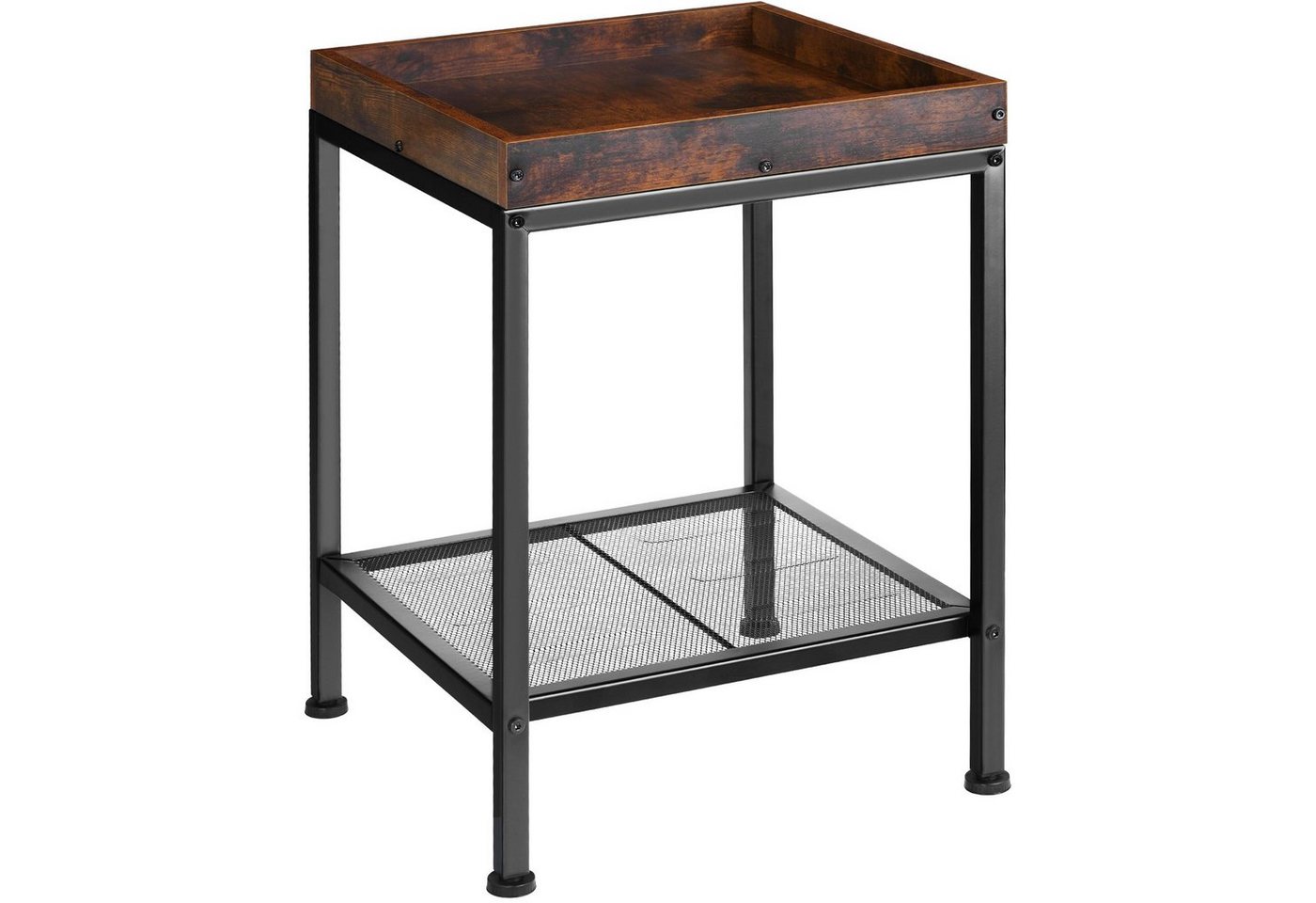 tectake Beistelltisch Couchtisch Rochester 41,5x41x56cm (1-St., Beistelltisch, Montagematerial, Montageanleitung), Rechteckiger Beistelltisch im rustikalen Industrie-Design von tectake