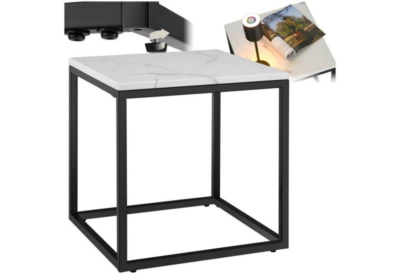 tectake Beistelltisch Couchtisch Marmor Alysia, 45 x 45 x 47,5 cm, Belastbarkeit 12 kg (1-St., Komplettset), Moderner, quadratischer Beistelltisch in minimalistischem Stil von tectake