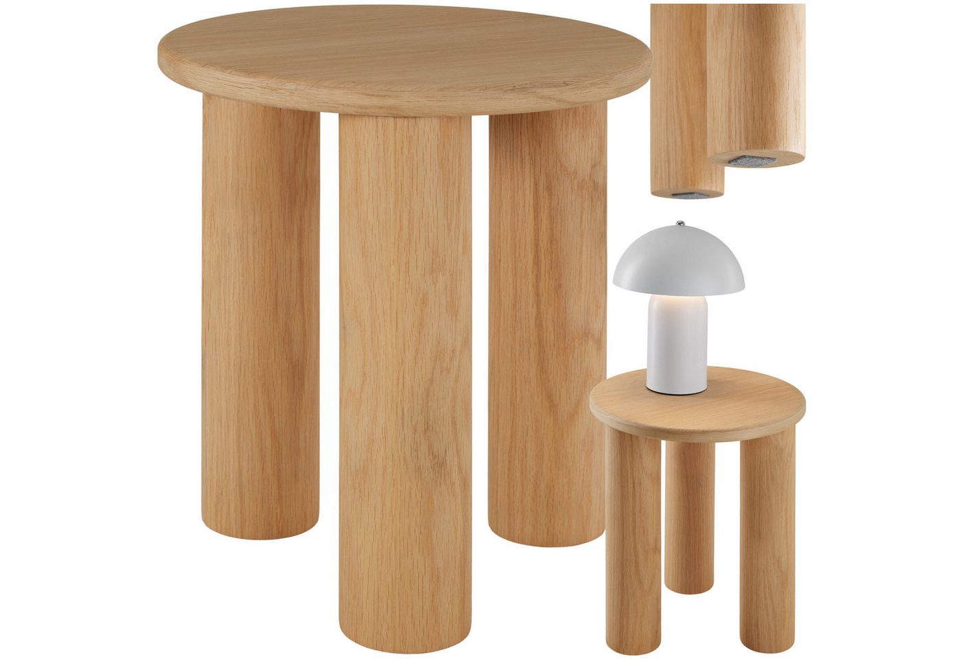 tectake Beistelltisch Sisi (1-St., 1 tlg), Stilvoller Beistelltisch in Rundform mit massiven Holzbeinen von tectake