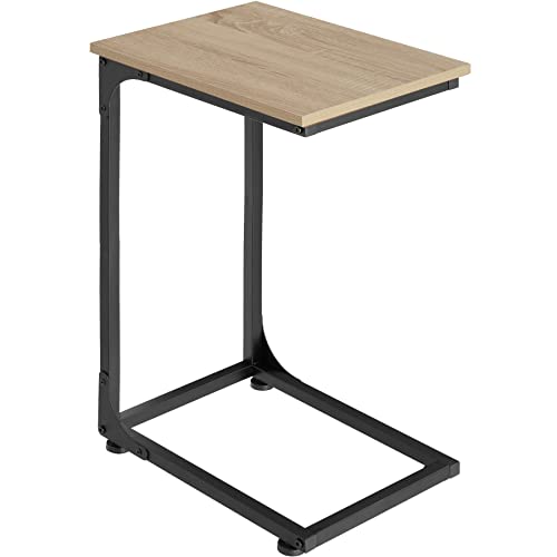 tectake Beistelltisch in C-Form im Industrie-Design, 30 x 40 x 63 cm, Sofatisch für Kaffee Laptop Couch Bett Wohnzimmer Schlafzimmer, schwarzes Metallgestell (Industrial Holz hell, Eiche Sonoma) von tectake