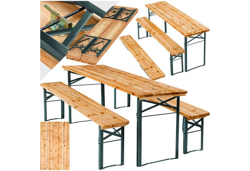 tectake Bierzeltgarnitur Sissi, (Set., 3-tlg), Widerstandsfähige Stahlgestelle mit schützender Beschichtung von tectake